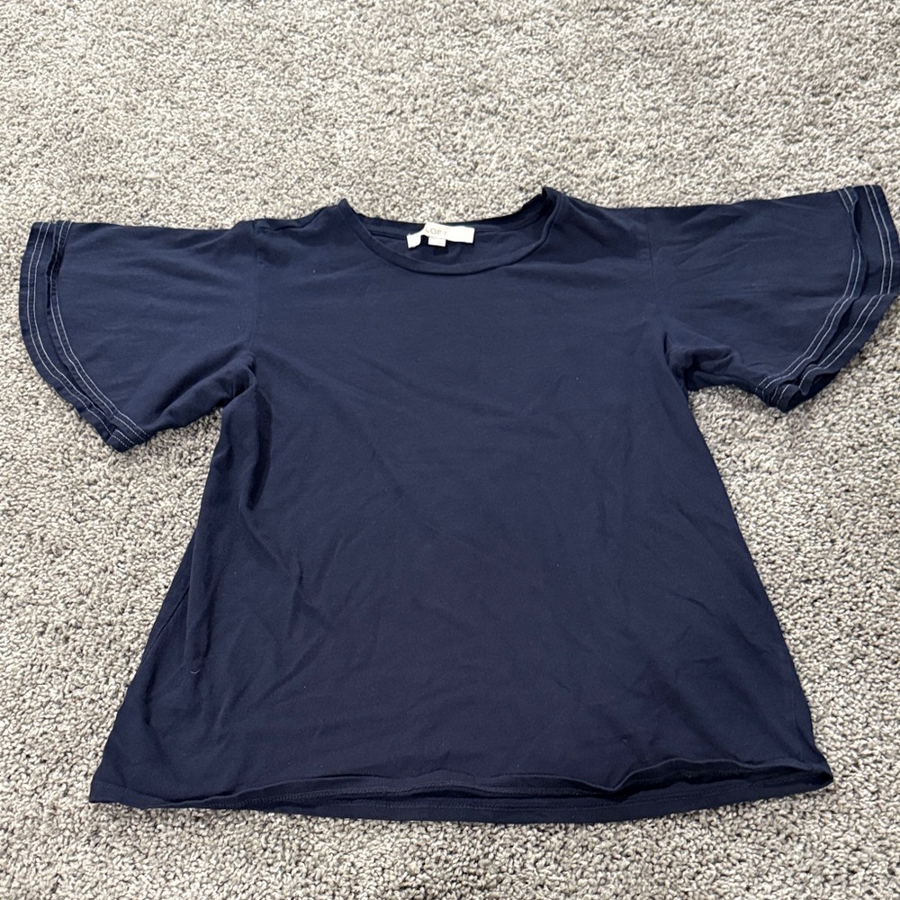 Navy Blue Short Sleeve Top